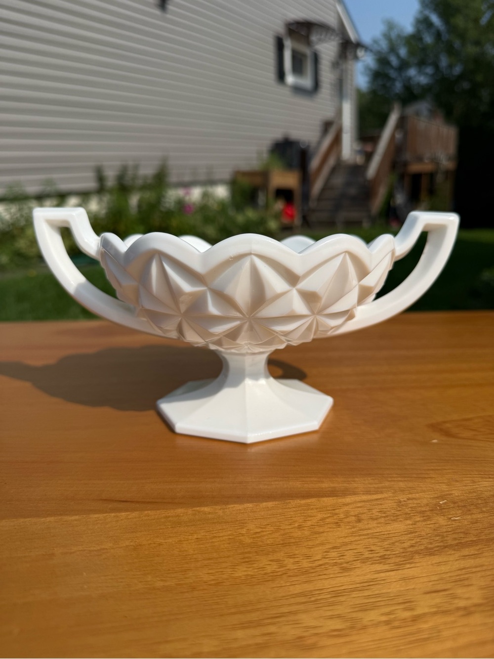 Vintage Tiffin-Franciscan White Milk Glass Compote Bowl